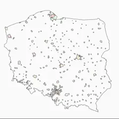 Mapa Polski z zaznaczonymi miastami. Ile jest miast w Polsce? Ta wizualizacja pokazuje ich rozmieszczenie.